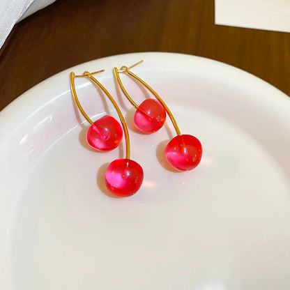 🍒 Sweet Red Cherry Drop Earrings – Fruity, Flirty, Fun