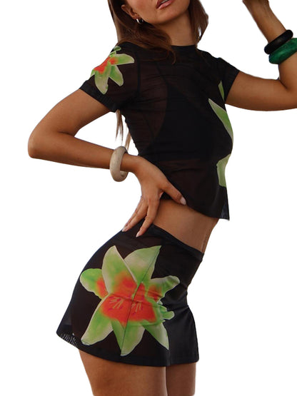 Boho Y2K Collection- Mesh Floral Set