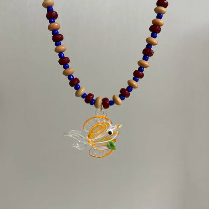 Glazed Fish Pendant Necklace