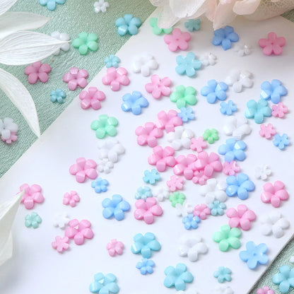 400pcs Acrylic Flower Nail Art Decorations – 3D Resin Flower Charms for DIY Manicures