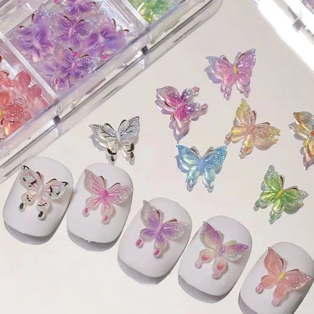 Glow-in-the-Dark Butterfly Nail Charms – 3D Aurora Vibes for Your Mani 🦋
