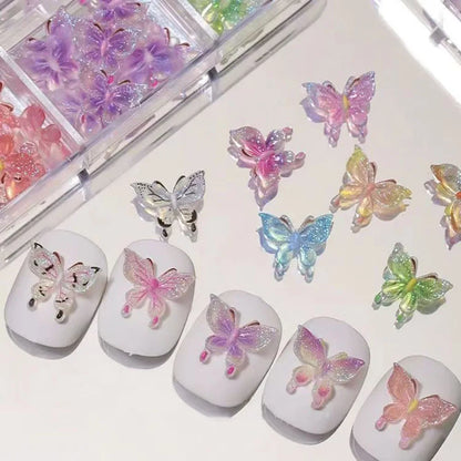 Glow-in-the-Dark Butterfly Nail Charms – 3D Aurora Vibes for Your Mani 🦋