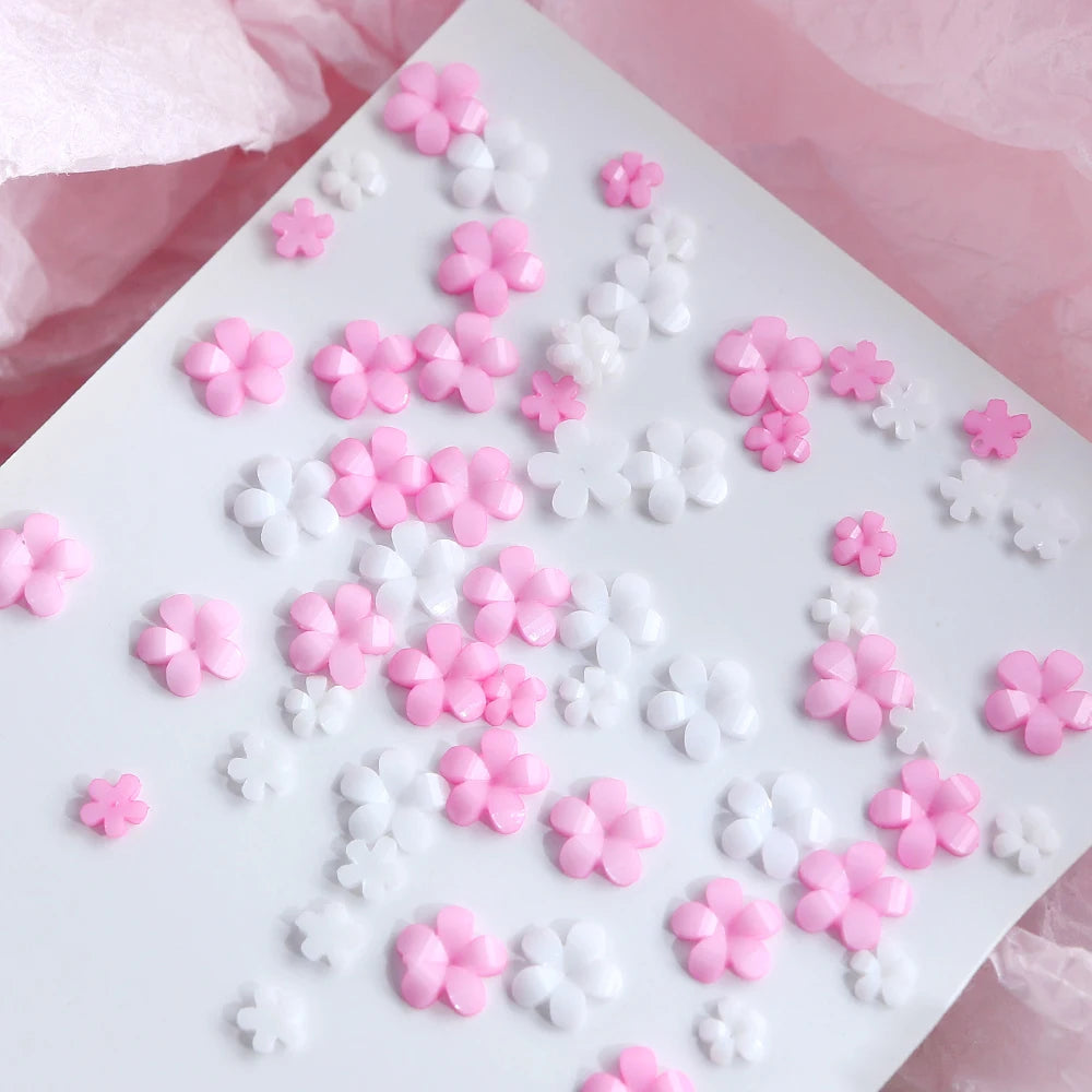 400pcs Acrylic Flower Nail Art Decorations – 3D Resin Flower Charms for DIY Manicures