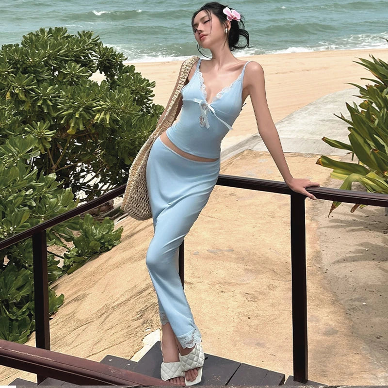 Vintage Lace Collection- Sweet Lace Tank Maxi Skirt Set