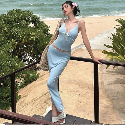 Vintage Lace Collection- Sweet Lace Tank Maxi Skirt Set