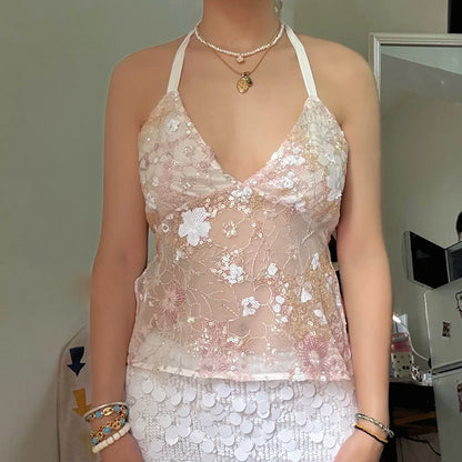 Boho Y2K Collection- Vintage Sequin Halter Top